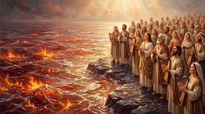 The Sea of Glass and Fire, and the Victors with Harps